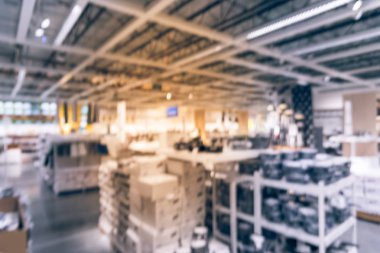 Bulanık soyut çeşitli cookshop ve sofra mobilya perakendeci Texas, Usa. Mutfak, mutfak aletleri Tencere Yemek ufuk geniş seçimi. El araçlar, Gadget'ı ev ihtiyaçları