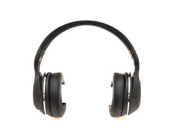 Close Studio Shot Top View Black Bluetooth Wireless Ear Headphones — Stock Photo, Image