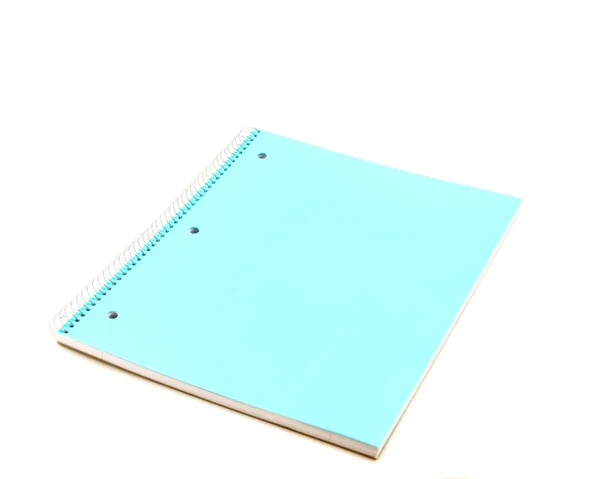 Studio Πυροβόλησε Ένα Ελαφρύ Μπλε Σημειωματάριο Αντικείμενο Απομονώνονται Λευκό Φόντο — Φωτογραφία Αρχείου