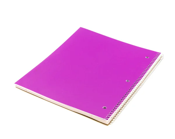 Studio Filmou Caderno Roxo Sujeito Isolado Fundo Branco Top View — Fotografia de Stock