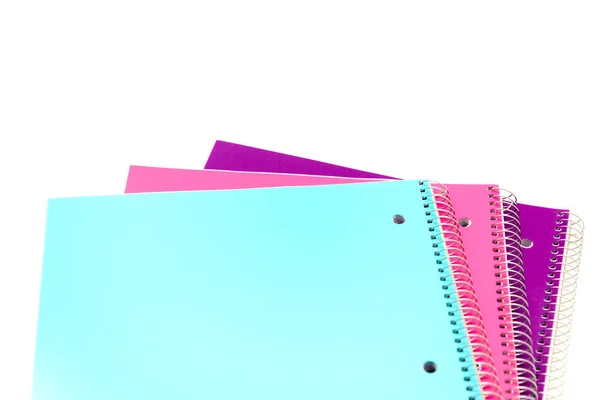 Widok Góry Studio Strzał Trzy Temat Notebooków Białym Tle Classic — Zdjęcie stockowe