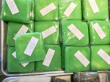 Vietnamca yemek ve pasta Garland, Teksas, ABD Asya süpermarkette soyut bulanık geniş seçimi