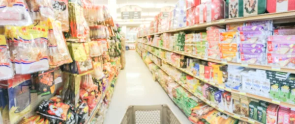 Panorama View Blurred Abstract Candy Cookies Beef Jerky Snack Time — Stock Photo, Image