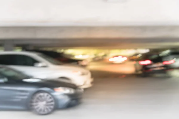 Motion Blurred Entrance Underground Parking Garage Car Entering Interior Busy — Stock Photo, Image