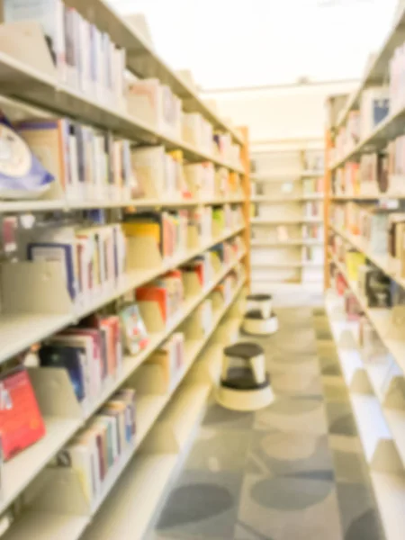 Blurred Abstract Aisle Bookshelf Reading Step Stool Public Library America — Stock Photo, Image