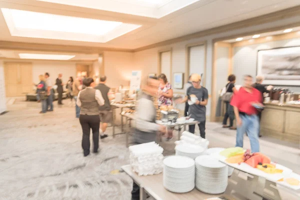 Blurred Diverse Group People Continental Breakfast Workshop Event Suburban Dallas — Stock Photo, Image