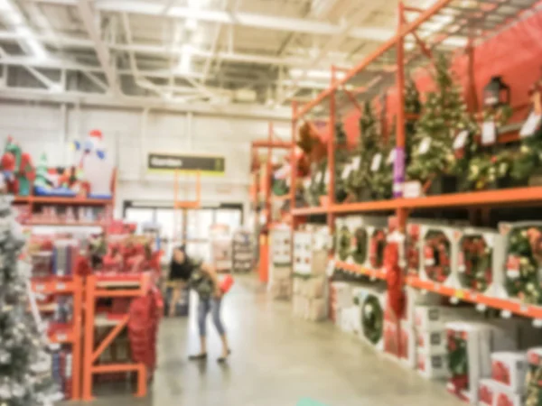 Bewegung Verschwommen Kunden Einkaufen Für Künstliche Weihnachtsbaum Mehrfarbige Lichter Baumarkt — Stockfoto