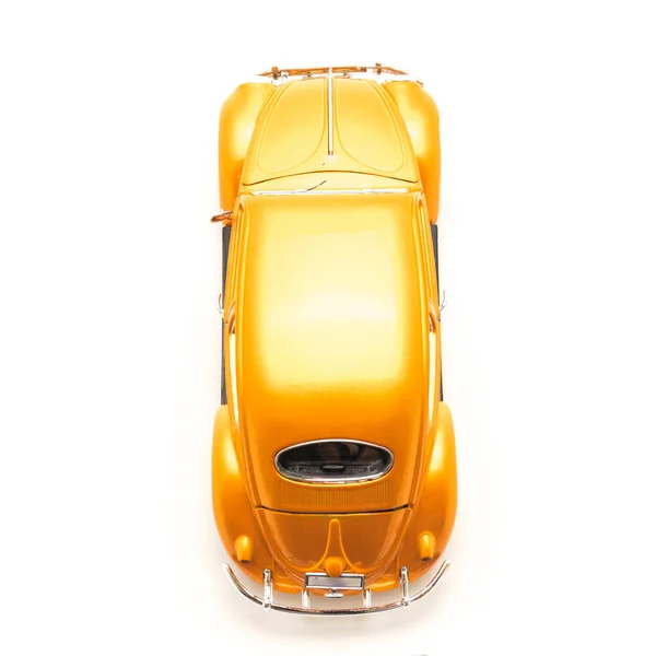 Studio Shot Top View Orange Toy Car Isolated White Background — Stock Photo, Image