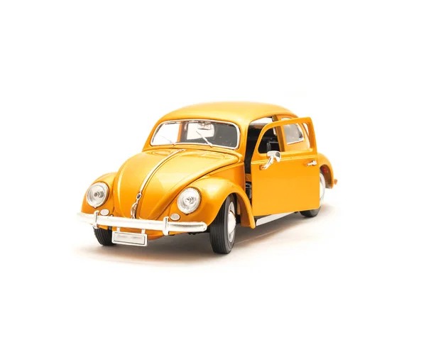 Studio Shot Orange Toy Car Isolated White Background Small Metal Stock Image