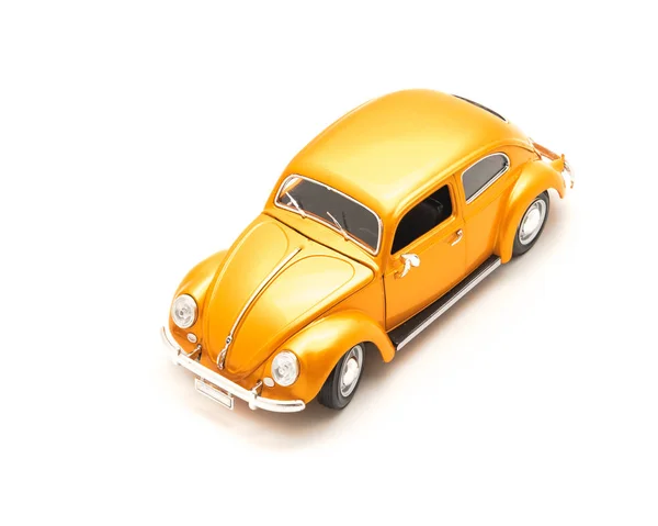 Studio Shot Orange Toy Car Isolated White Background Small Metal Stock Picture