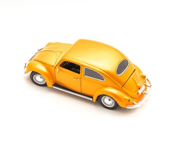 Studio Shot Top View Orange Toy Car Isolated White Background Stock Photo