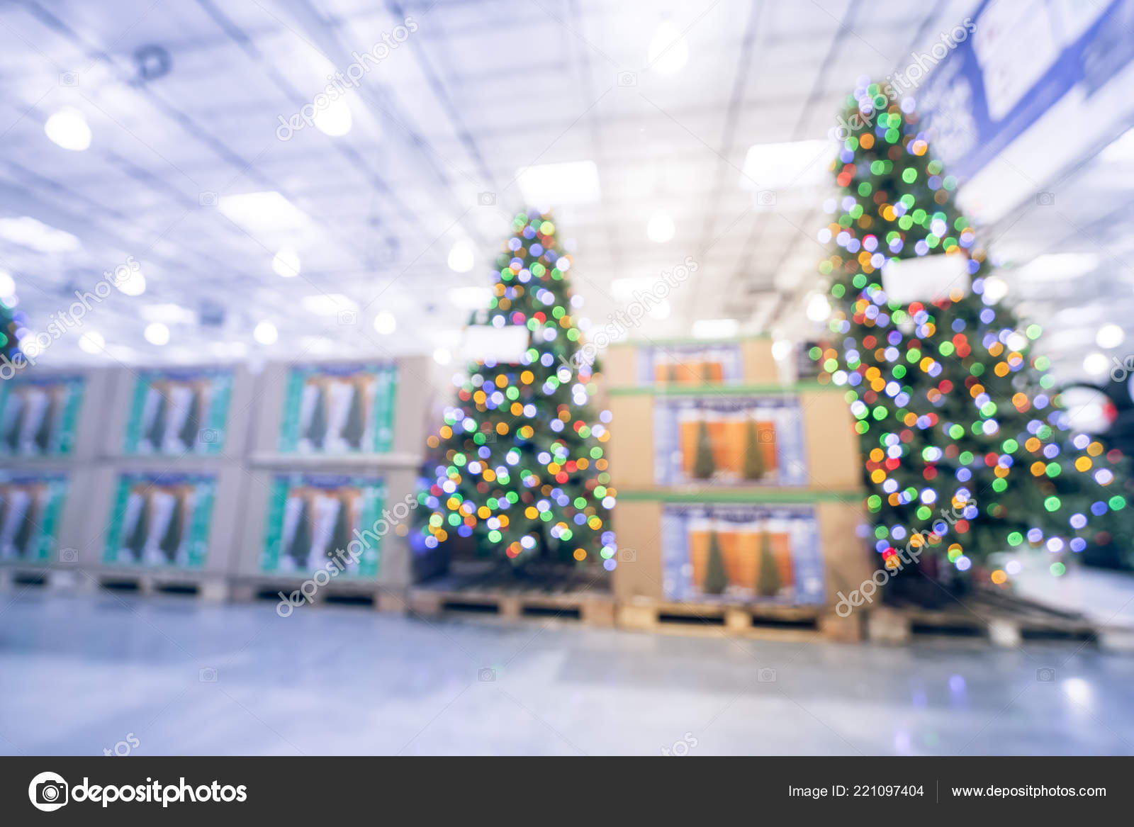 Motion Blurred Wide View Wholesale Store Floor Ceiling