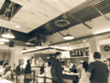 Bulanık soyut Inland yakın çekim müşteri checkout Asya fırın dükkânında Teksas, ABD.