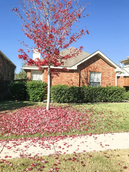 Außen Einfamilienhaus Vorort Dallas Fort Wert Mit Angeschlossener Garage Herbst — Stockfoto