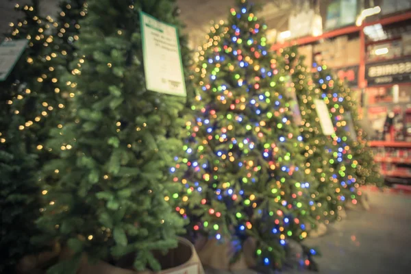 Vintage Ton Verwischte Große Auswahl Künstlichem Christbaumschmuck Baumarkt Kränze Und — Stockfoto