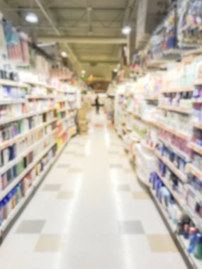 Bulanık arka plan müşteri Amer Asya süpermarkette alışveriş