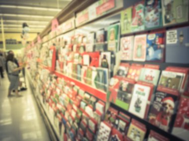 Alışveriş, Texas, Amerika tebrik kartları bakkal seçme hareket bulanık müşteri.