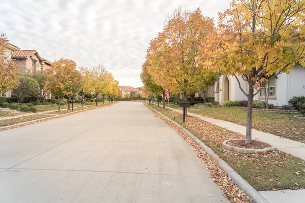 Schöner Weg Vor Der Neubausiedlung Wohnviertel Mit Lebendigen Gelben Herbst — Stockfoto
