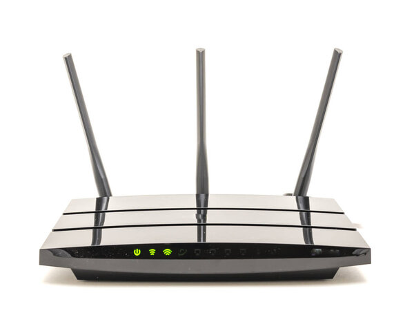 Рабочий беспроводной модем кабеля роутера со светом состояния подключения
