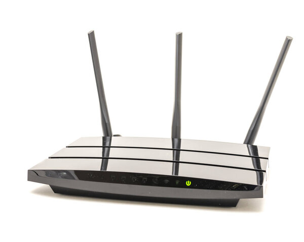 Рабочий беспроводной модем кабеля роутера со светом состояния подключения
