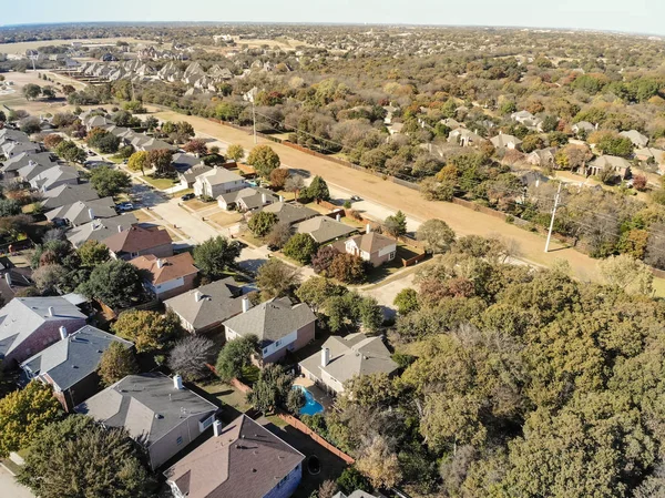 Vista Superior Las Típicas Casas Suburbanas Con Piscina Flower Mound — Foto de Stock