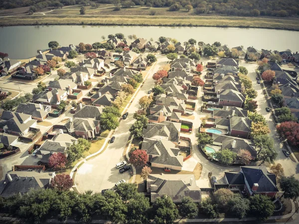 Vintage Hang Légi Folyóparti Lakóövezetében Elővárosi Dallas Texas Amerikai Egyesült — Stock Fotó