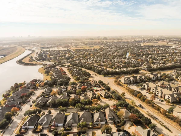 Luftbild Seeufer Zersiedelung Der Nähe Von Dallas Texas Usa Während — Stockfoto