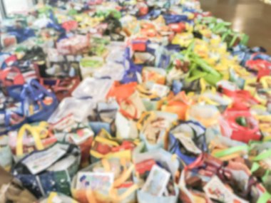 Church Texas, Amerika gıdalar ve Şükran günü bağış renkli hediye hediyeler için oyuncaklar ile yeniden kullanılabilir bakkal tote çanta bulanık soyut yığın Paketli