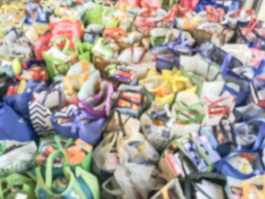 Church Texas, Amerika gıdalar ve Şükran günü bağış renkli hediye hediyeler için oyuncaklar ile yeniden kullanılabilir bakkal tote çanta bulanık soyut yığın Paketli