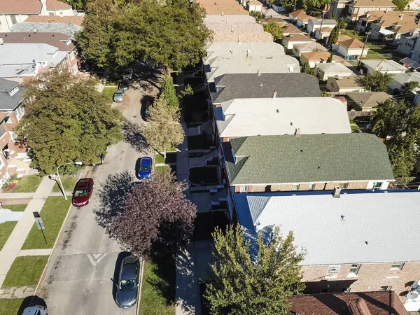 Vistas Aéreas Casas Adosadas Clásicas Chicago Con Jardín Garaje Separado — Foto de Stock