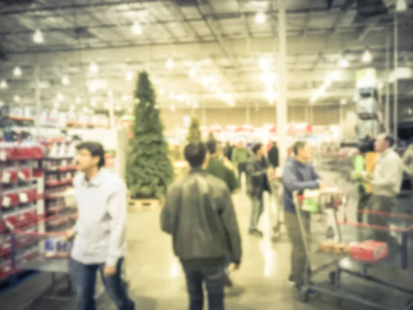 Sfocato Movimento Cliente Shopping Albero Natale Artificiale Accessori Natale Presso — Foto Stock