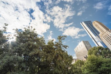 Tipik manzarası ofis Chicago downtown bulut mavi gökyüzü karşı görünümünü aramak