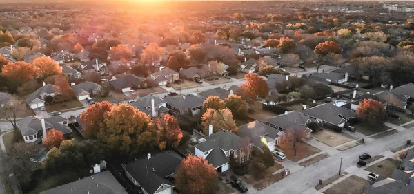 Panorama Aerial View Residential Neighborhood Flower Mound Texas Usa Sunset — Stock Photo, Image