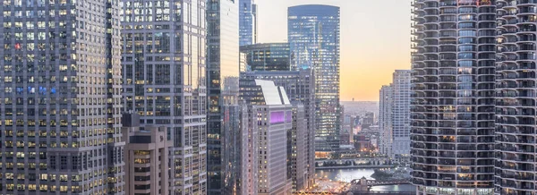 Luchtfoto Van Het Panorama3 Van Skyline Van Chicago River Door — Stockfoto