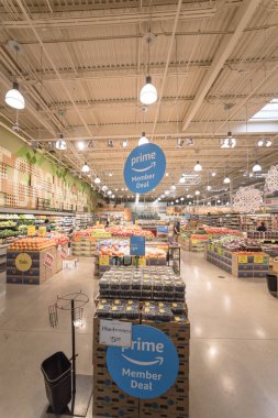 Irving, Tx, bize-Kasım 30, 2018: Amazon Prime üye anlaşma işareti tüm gıda mağazasında
