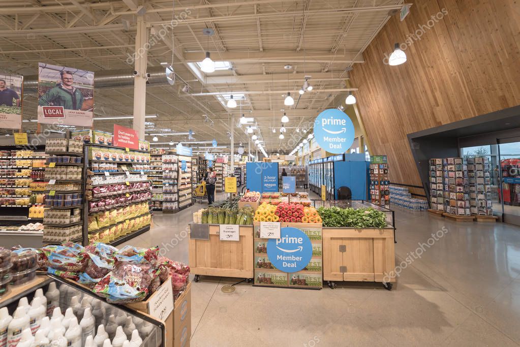 IRVING, TX, US-NOV 30, 2018: Amazon Prime Member Deal sign at Whole Food store