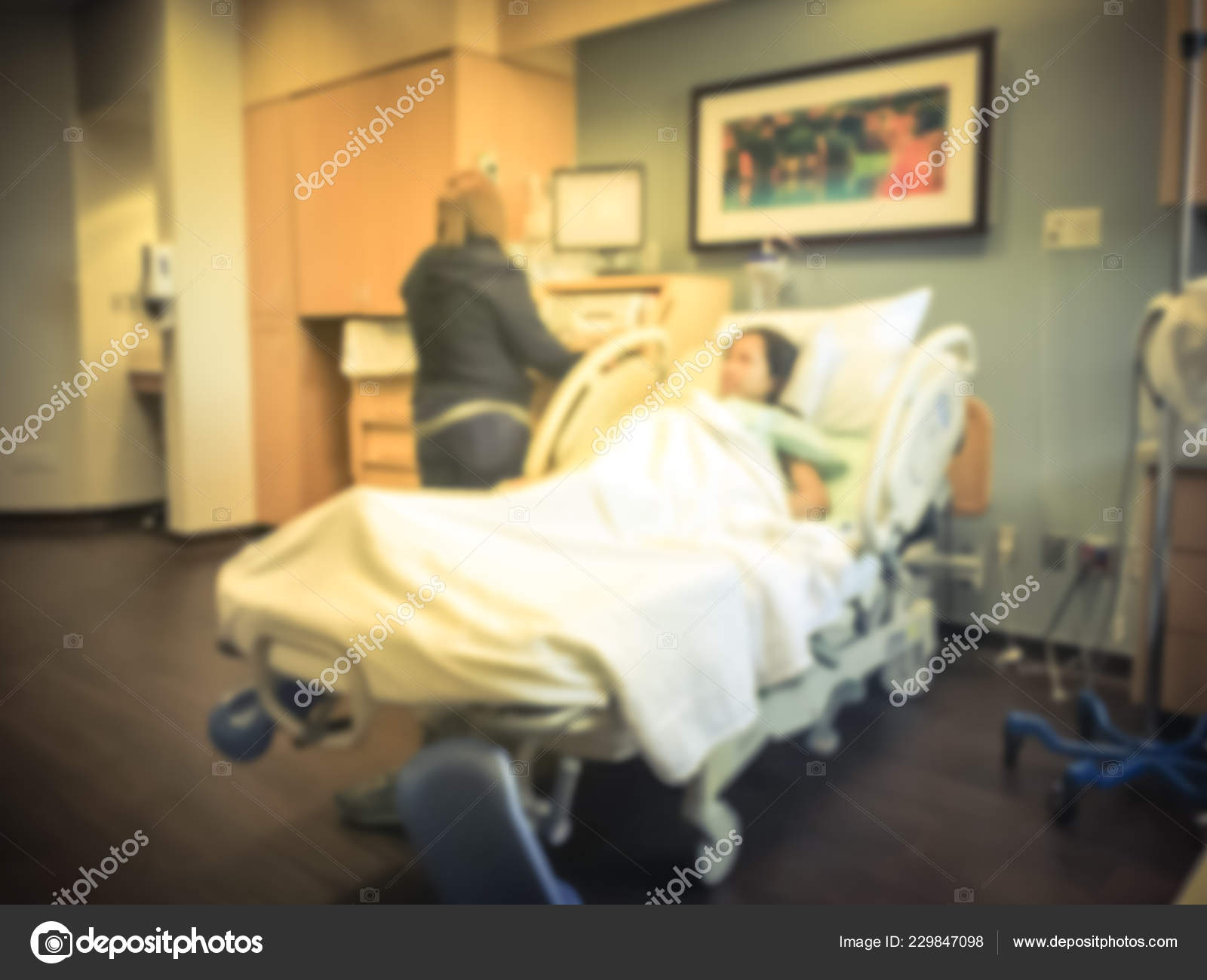Vintage Tone Blurred Motion Labor Delivery Room American