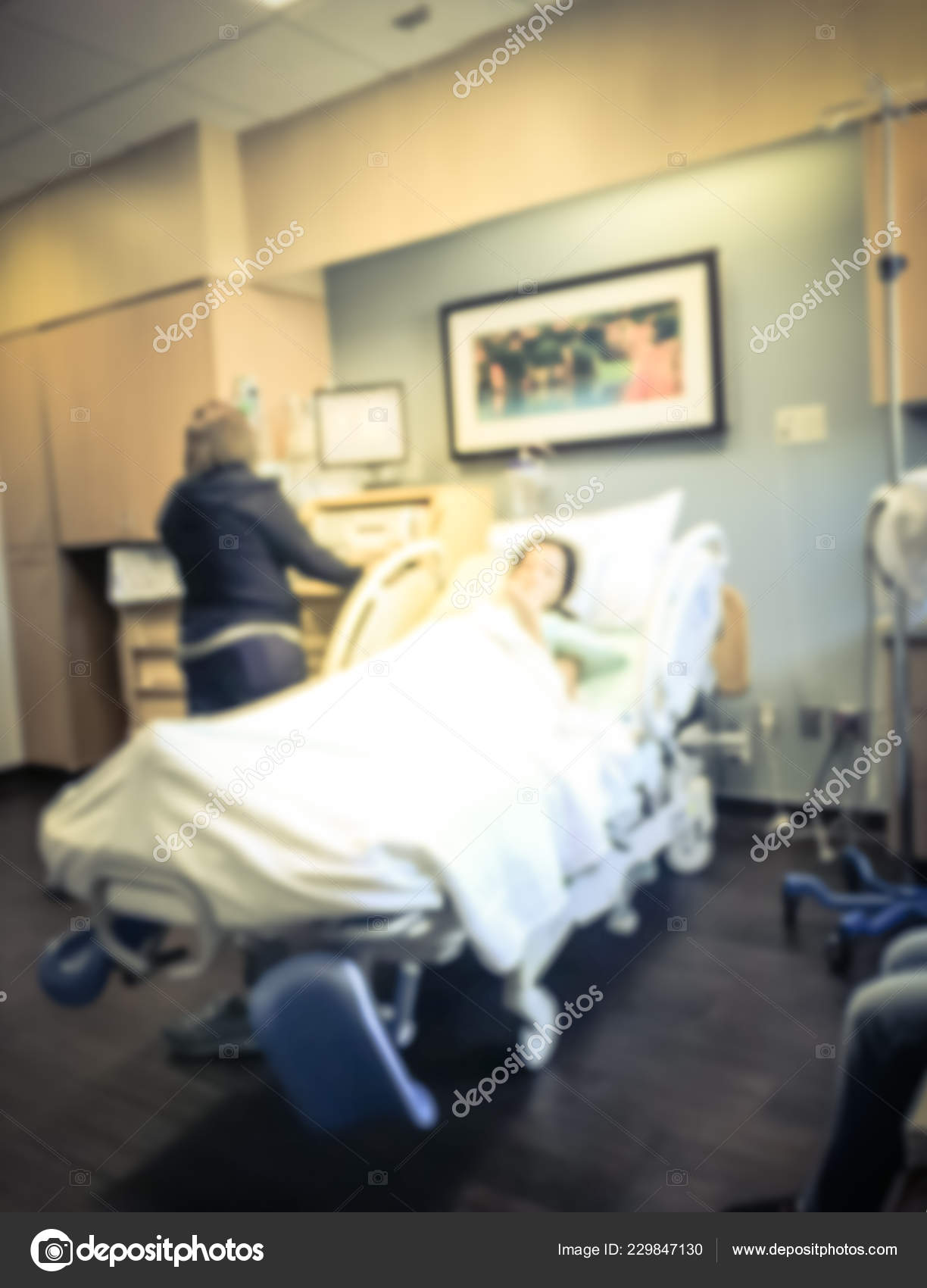 Vintage Tone Blurred Motion Labor Delivery Room American