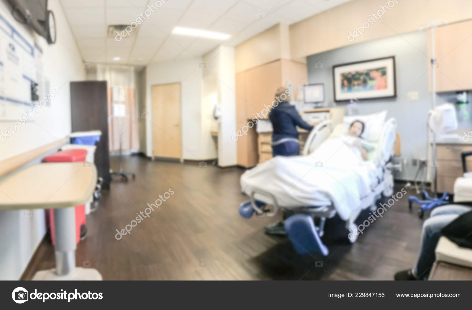 Blurred Motion Labor Delivery Room American Hospital Stock