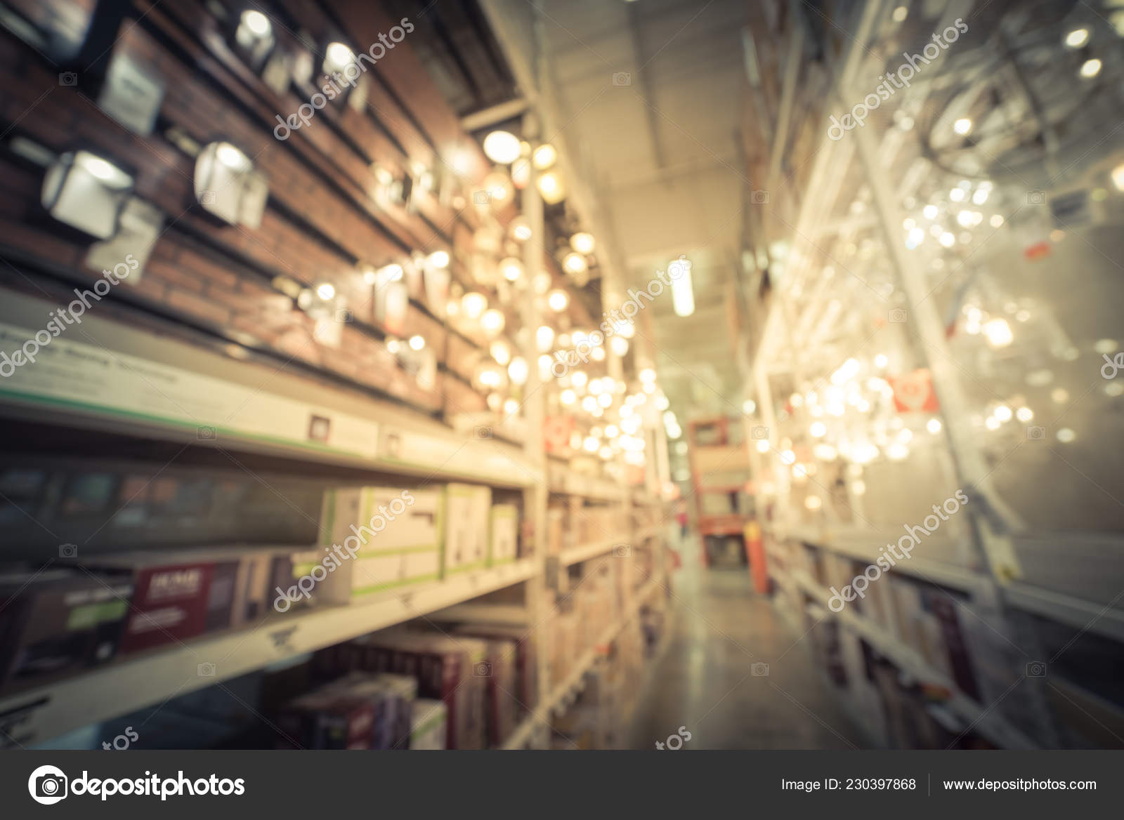 Vintage Tone Blurred Abstract Wide Selection Ceiling Fans Lights Display Stock Photo C Trongnguyen 230397868