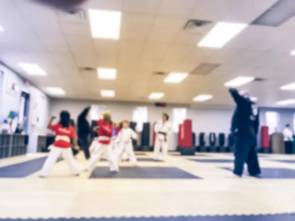 Vintage Ton Flou Mouvement Intérieur Classe Taekwondo Avec Instructeur Tout — Photo