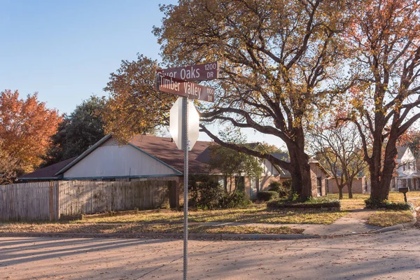 Mooie Comfortabele Residentiële Wijk Flower Mound Texas Usa Val Seizoen — Stockfoto