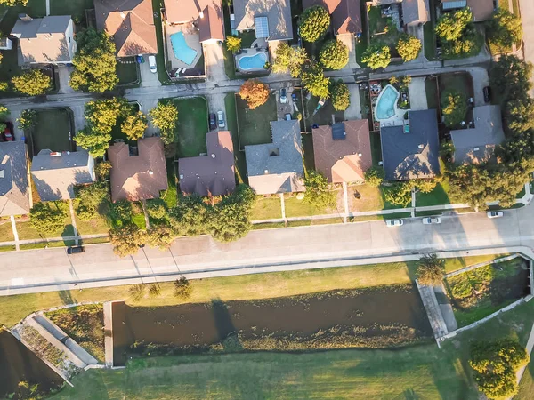 Vue Aérienne Lotissement Résidentiel Côté Parc Avec Feuillage Automne Coloré — Photo