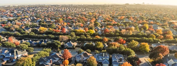 Panorama Aerial View Urban Sprawl Colorful Fall Foliage Dallas Texas — Stock Photo, Image