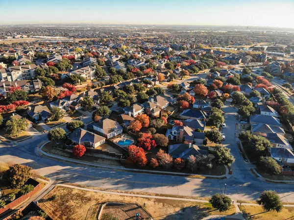 Vista Superior Expansión Urbana Con Colorido Follaje Otoño Cerca Dallas — Foto de Stock