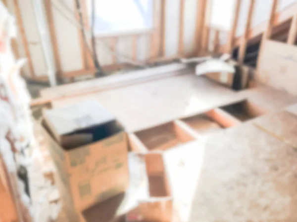 Blurred Abstract Wooden House Attic Insulation Hvac Vents Being Installed — Stock Photo, Image