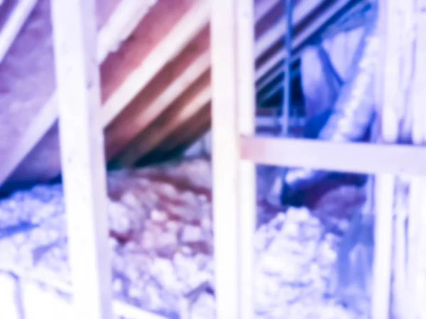 Homályos Absztrakt Belsejében Fából Készült Ház Tetőtér Szigetelés Fűtés Légtechnikai — Stock Fotó