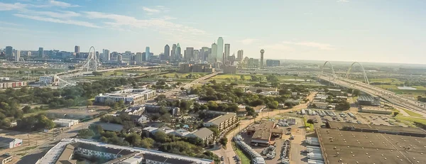 Panorama Vista Aérea Dallas Skylines Centro Cidade Trinity Groves Vista — Fotografia de Stock