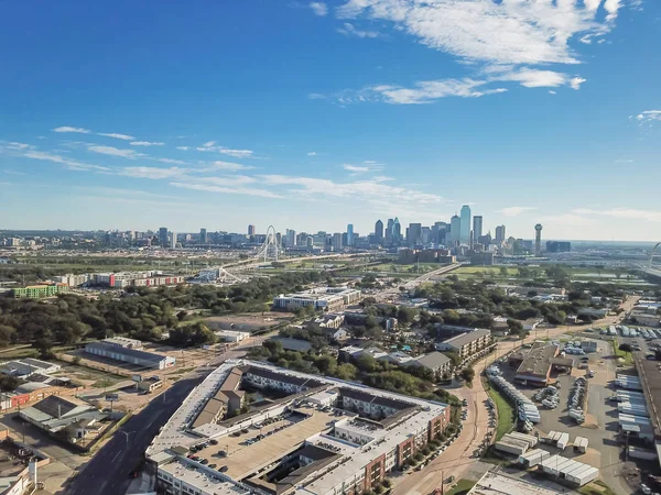 Luftaufnahme Dallas Innenstadt Skylines Von Trinity Groves Draufsicht Trinity River — Stockfoto
