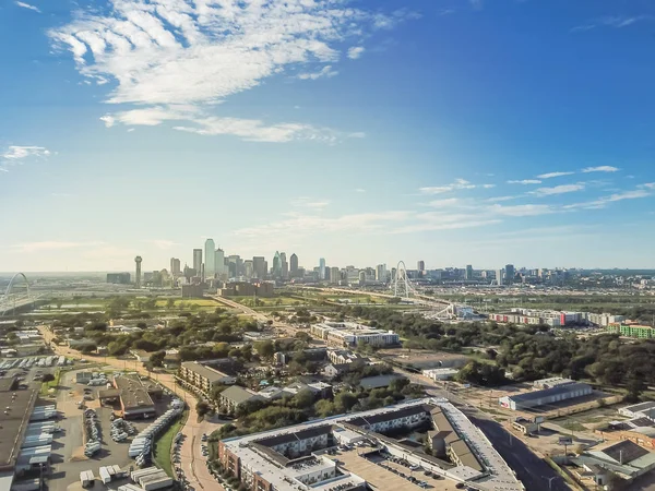 Vista Aérea Dallas Skylines Centro Cidade Trinity Groves Vista Superior — Fotografia de Stock